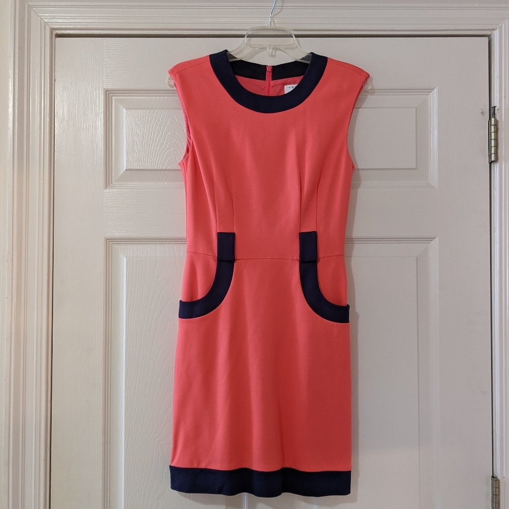 Trina Turk Fox Glove Dress Coral Navy Trim